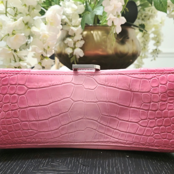 Balenciaga Hourglass Pink Crocodile-Embossed Top Handle Bag - Picture 5 of 13